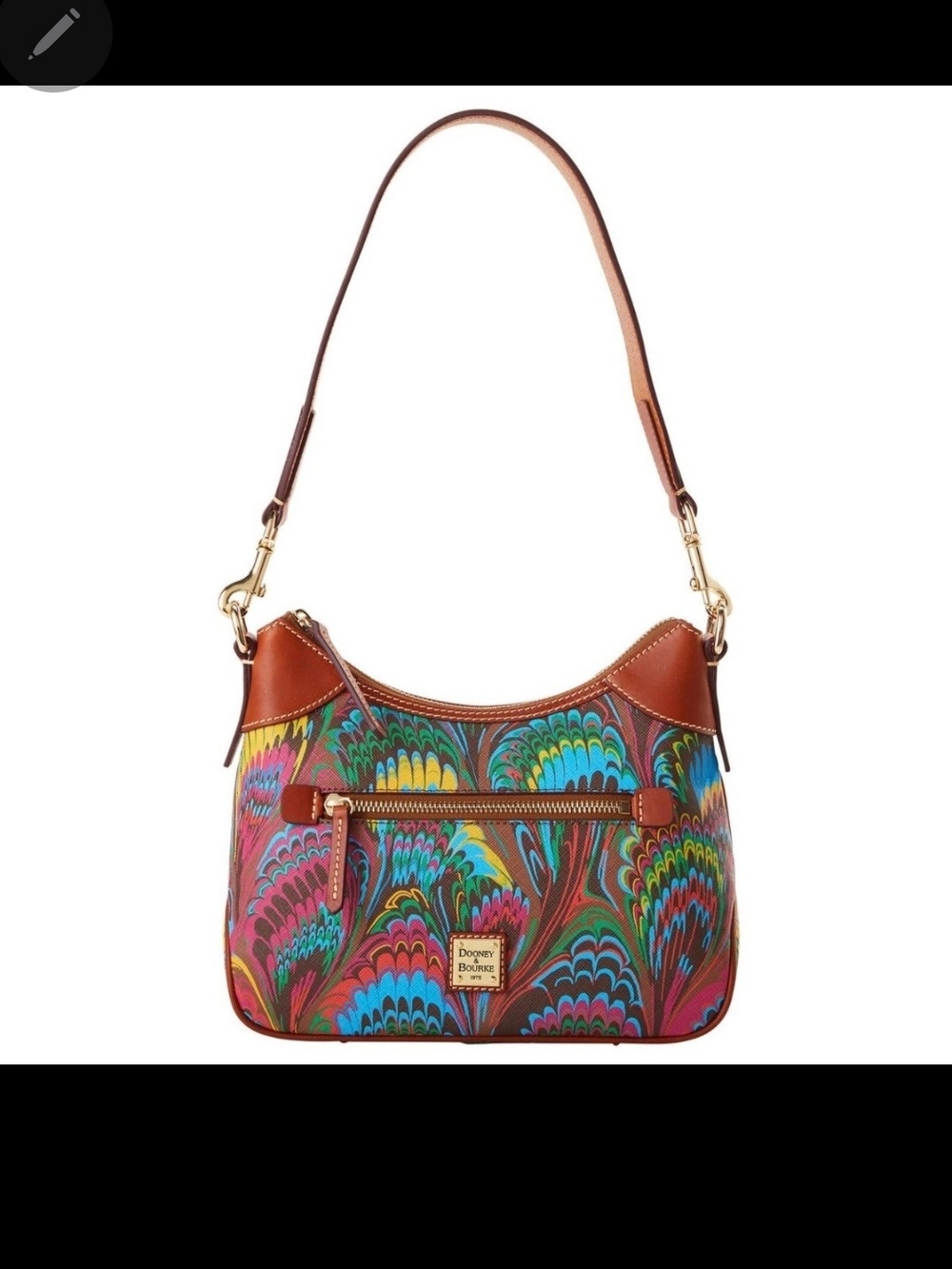 Dooney & Bourke Multicolor Peacock-Print Leather Hobo Bag